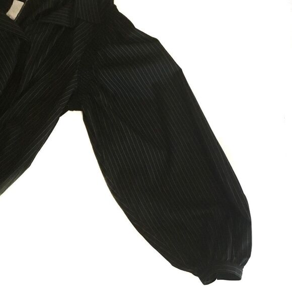 Worthington Blouse Button Down Black White Pin Stripe Long Sleeve Small - Picture 5 of 8